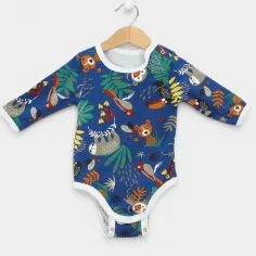 Langarmbody "Jungle - blau" 2